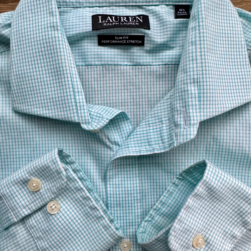 Ralph Lauren Black Label Shirt Mens 16.5 32 33 Checked Button-up